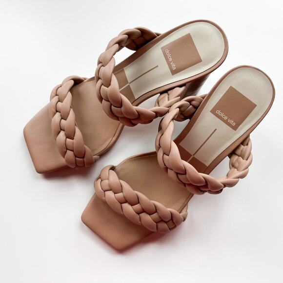 Evereve Dolce Vita Paily Cafe Brown Sandal 6 Block Heel Braided Spring Summer - Picture 1 of 8